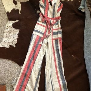 Red white & blue linen Jumpsuit
